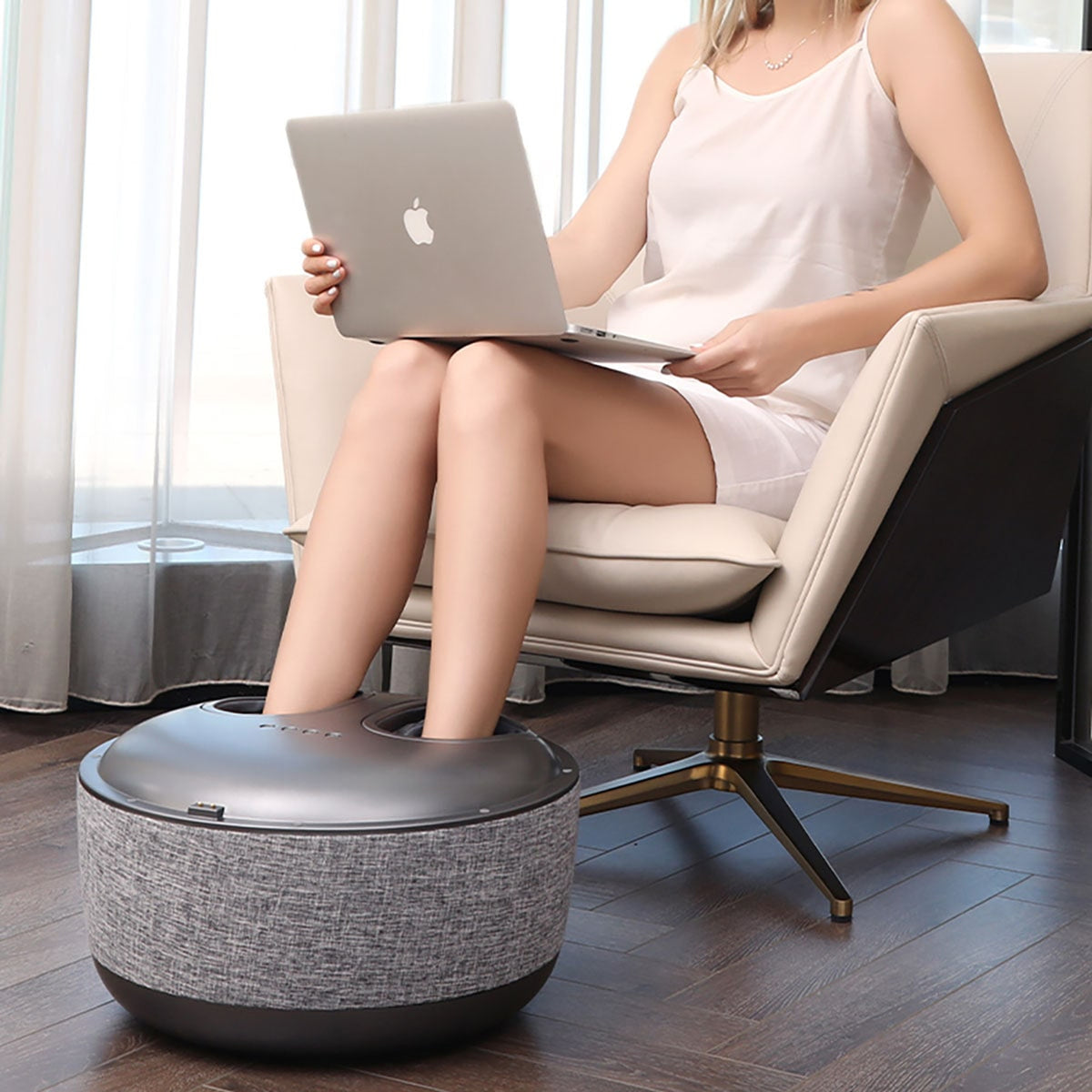 Foot Massaging Ottoman With Shiatsu Rollers Air Compression & Heat - Image 5
