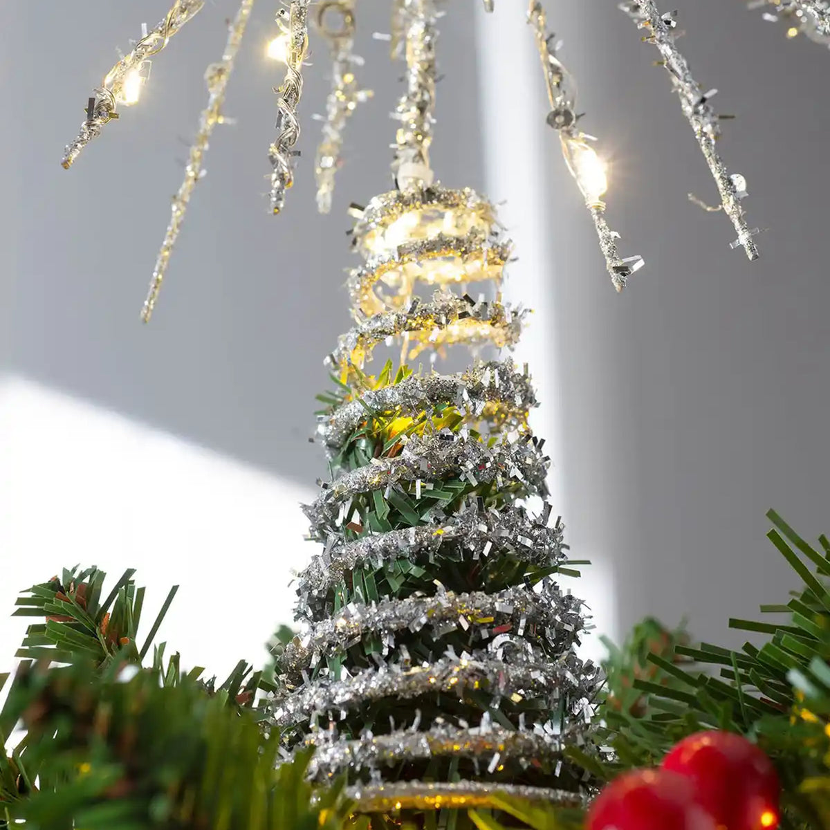 Glittering Starburst Christmas Tree Topper With Warm White LED Lights - Image 6