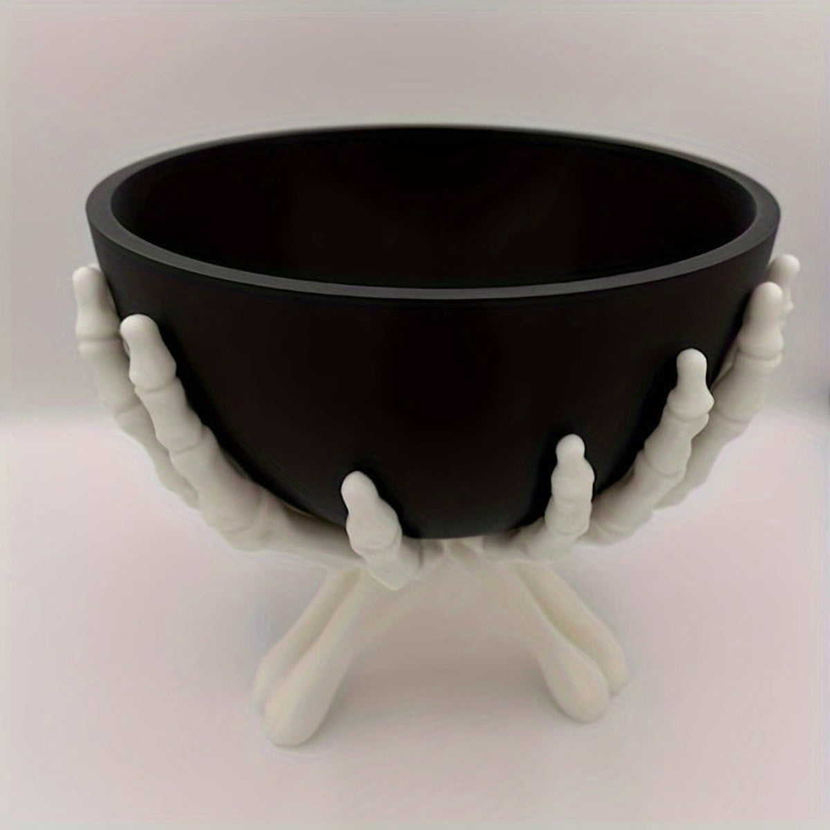 Halloween Candy Bowl With White Skeleton Hands And Matte Black Decor Detachable Components For Indoor Seasonal Use - Image 6