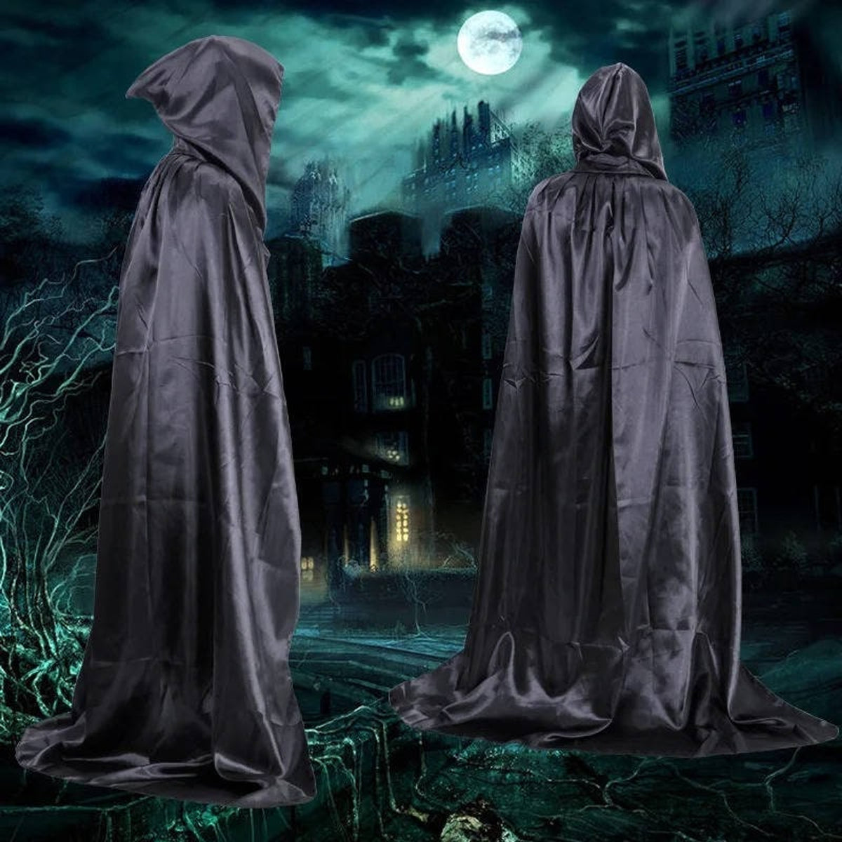 Halloween Costume Cape Hooded Cloak Full-Length For Adults Horror Themed - Image 5