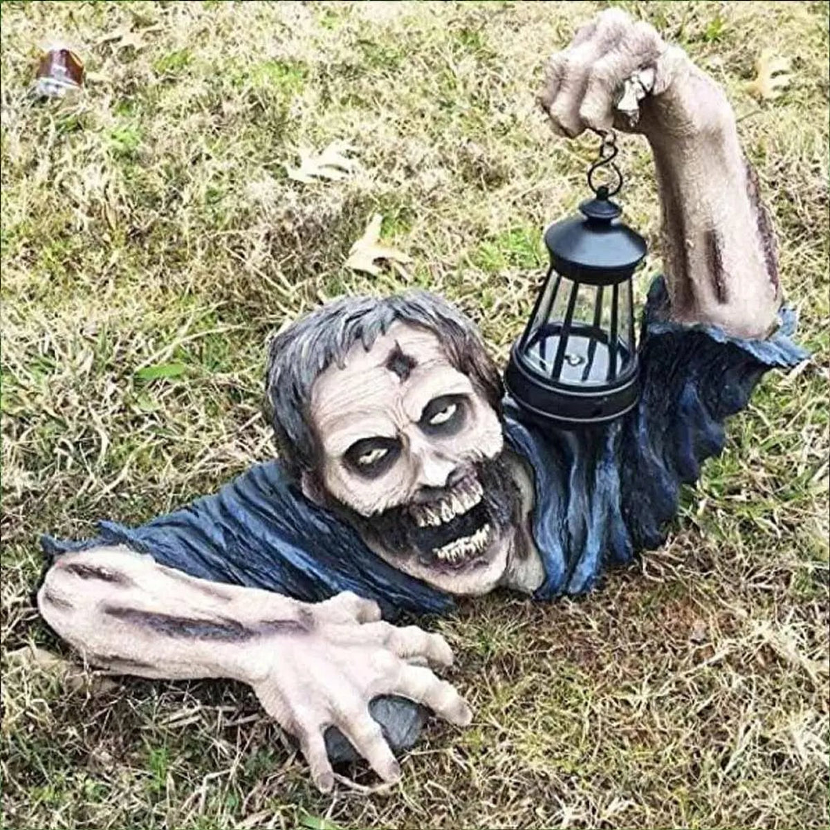 Halloween Decoration Zombie Lantern Statue With Integrated LED Light For Outdoor Seasonal Yard And Garden Decor - Image 2