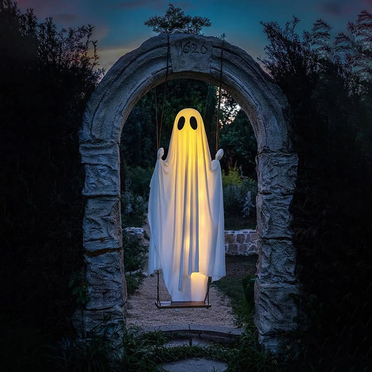 Halloween Ghost Decoration Swinging With LED Battery Operated Light Remote Controlled Outdoor Decor - Image 5