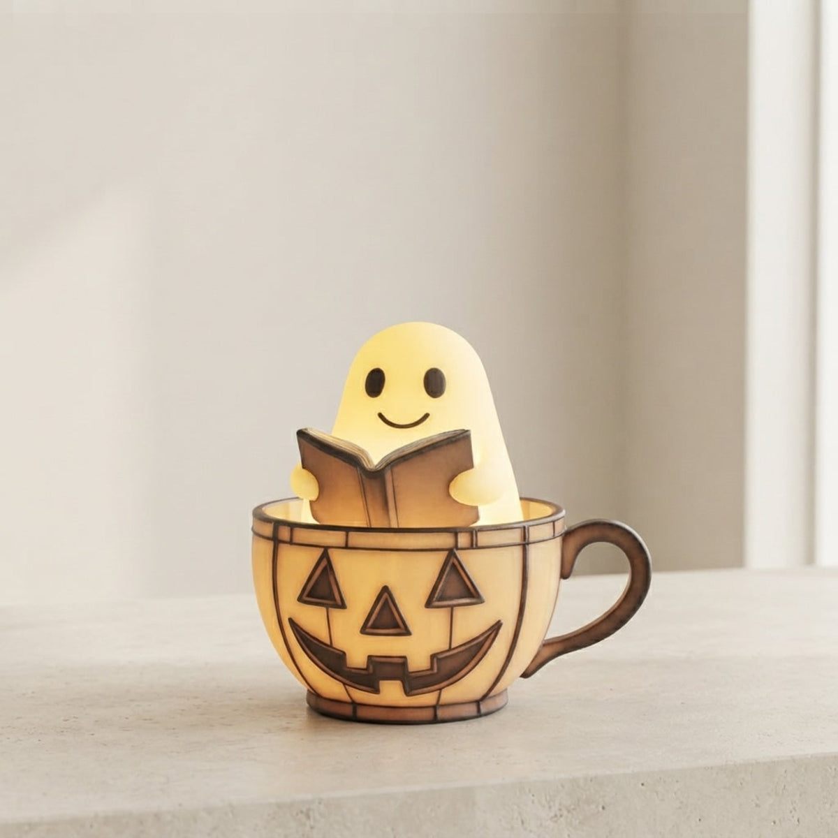 Halloween Ghost Figurine Night Light With Integrated Internal Lighting And Stained-Glass-Style Visual Effect For Decor - Image 1