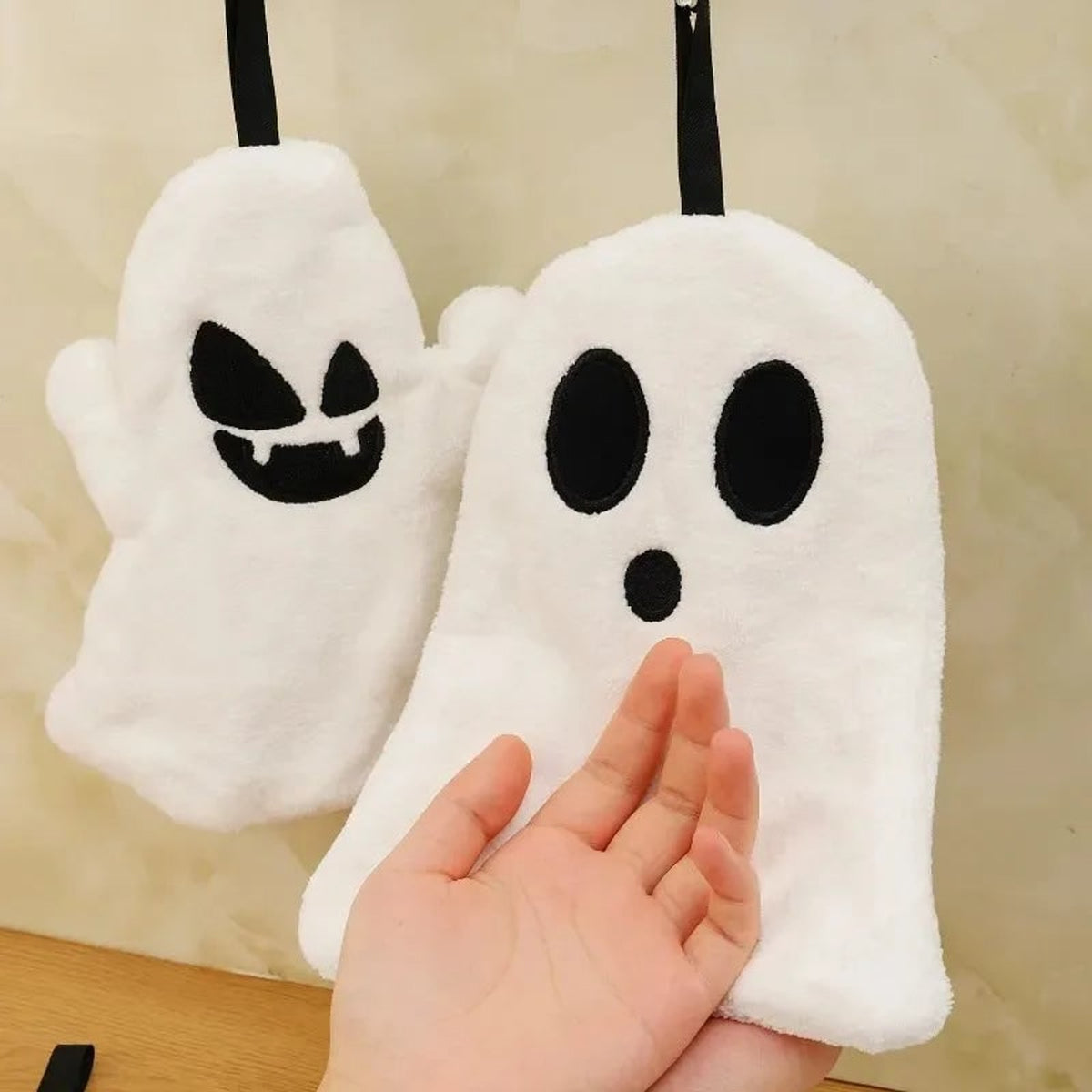 Halloween Hand Towel Ghost Shaped Decorative For Kitchen Bathroom With Hanging Loop Decor - Image 5