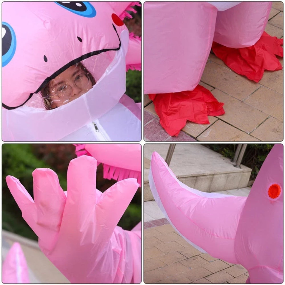 Halloween Inflatable Costume Axolotl With Battery-Operated Fan And Clear Face Window For Instant Party Fun - Image 6
