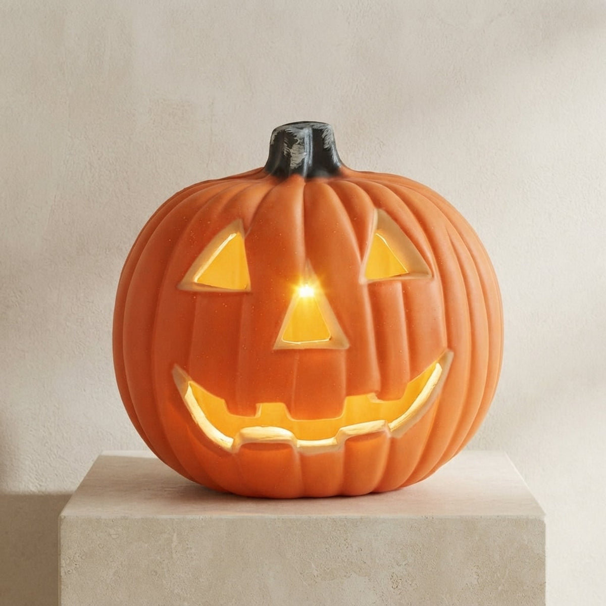 Halloween Lantern LED Pumpkin With Warm-Colored Glow Orange Plastic Design Battery Operated For Indoor And Outdoor Decor - Image 1
