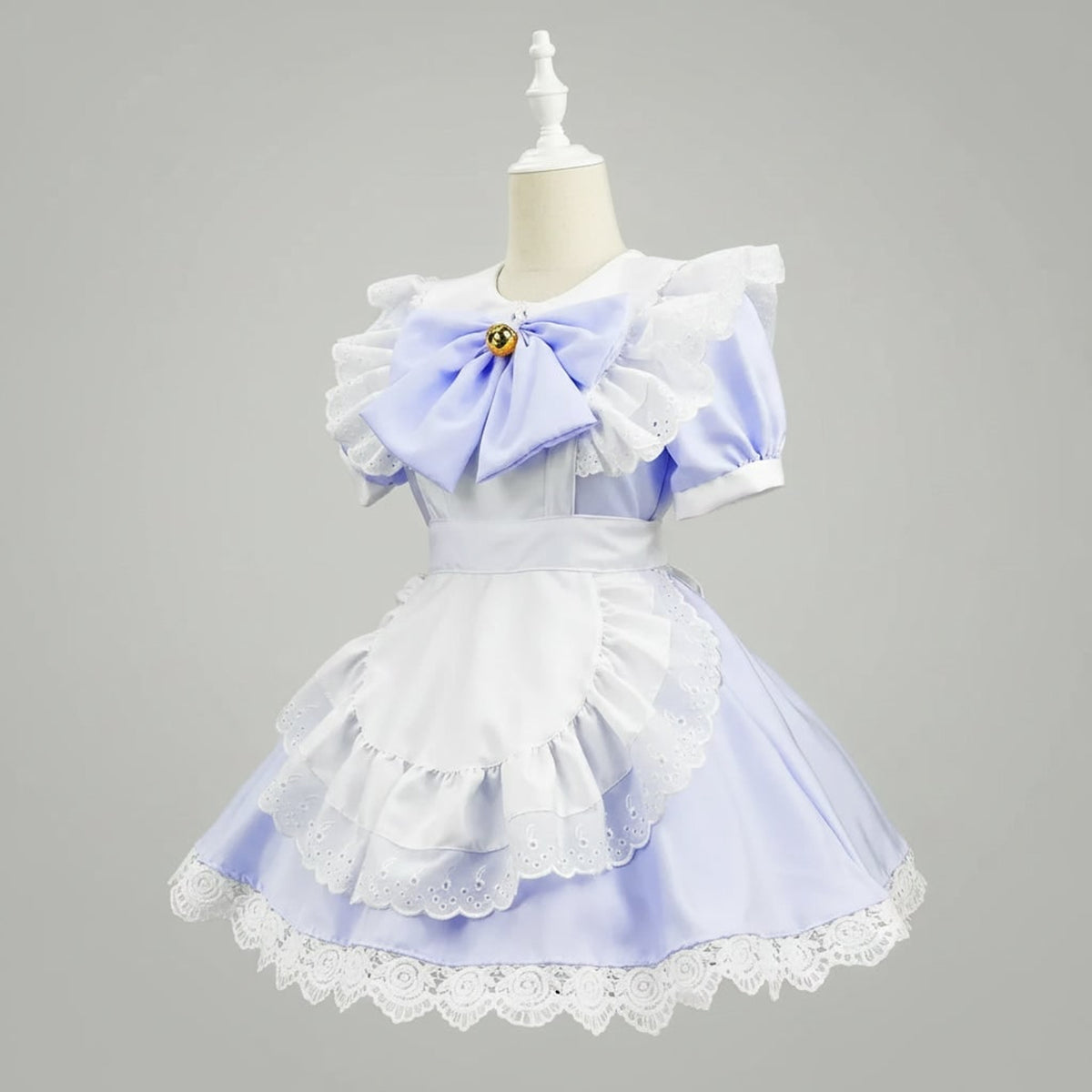Halloween Maid Costume Women's French Dress With Apron And Puff Sleeves For Plus Size Party - Image 1