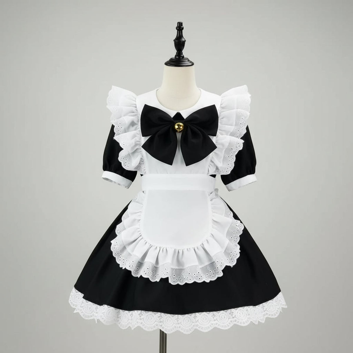 Halloween Maid Costume Women's French Dress With Apron And Puff Sleeves For Plus Size Party - Image 8