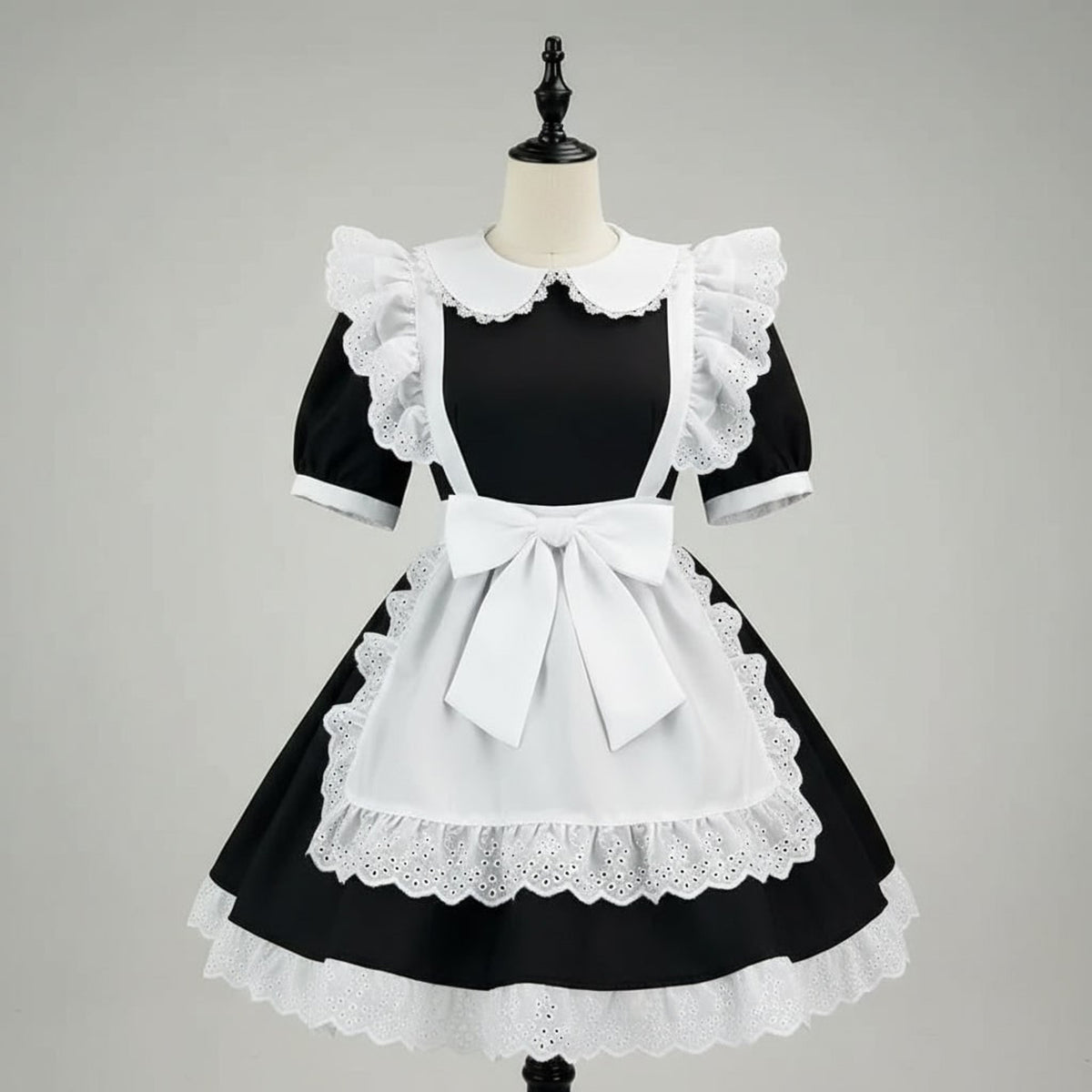 Halloween Maid Costume Women's French Dress With Apron And Puff Sleeves For Plus Size Party - Image 9