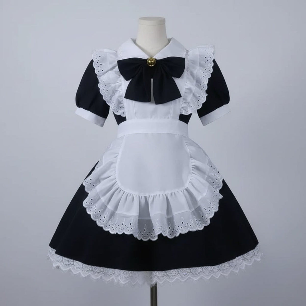 Halloween Maid Costume Women's French Dress With Apron And Puff Sleeves For Plus Size Party - Image 2