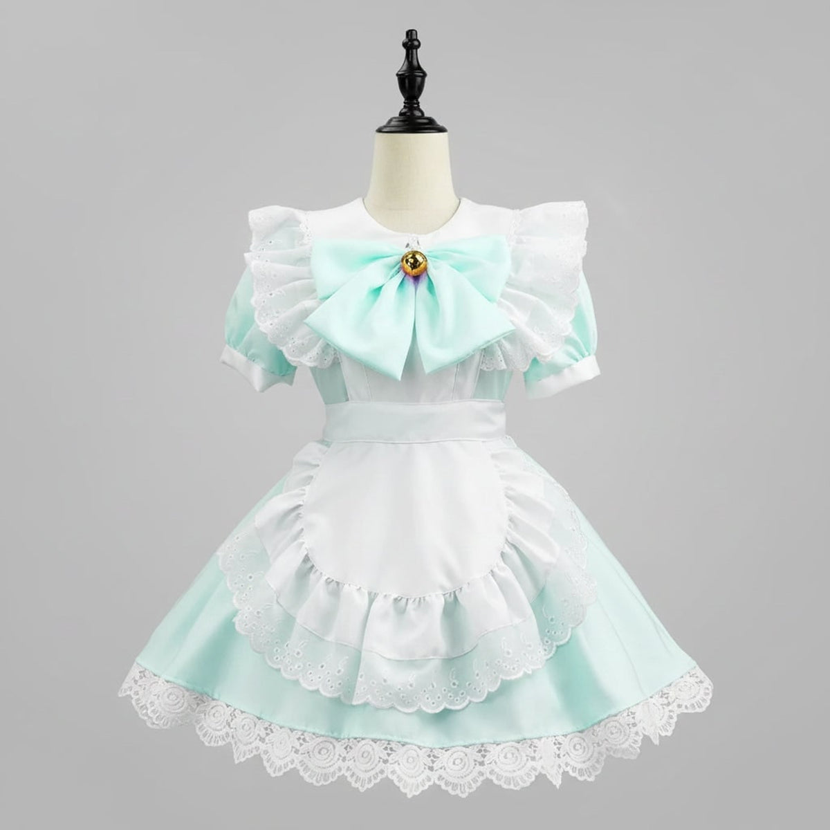 Halloween Maid Costume Women's French Dress With Apron And Puff Sleeves For Plus Size Party - Image 4