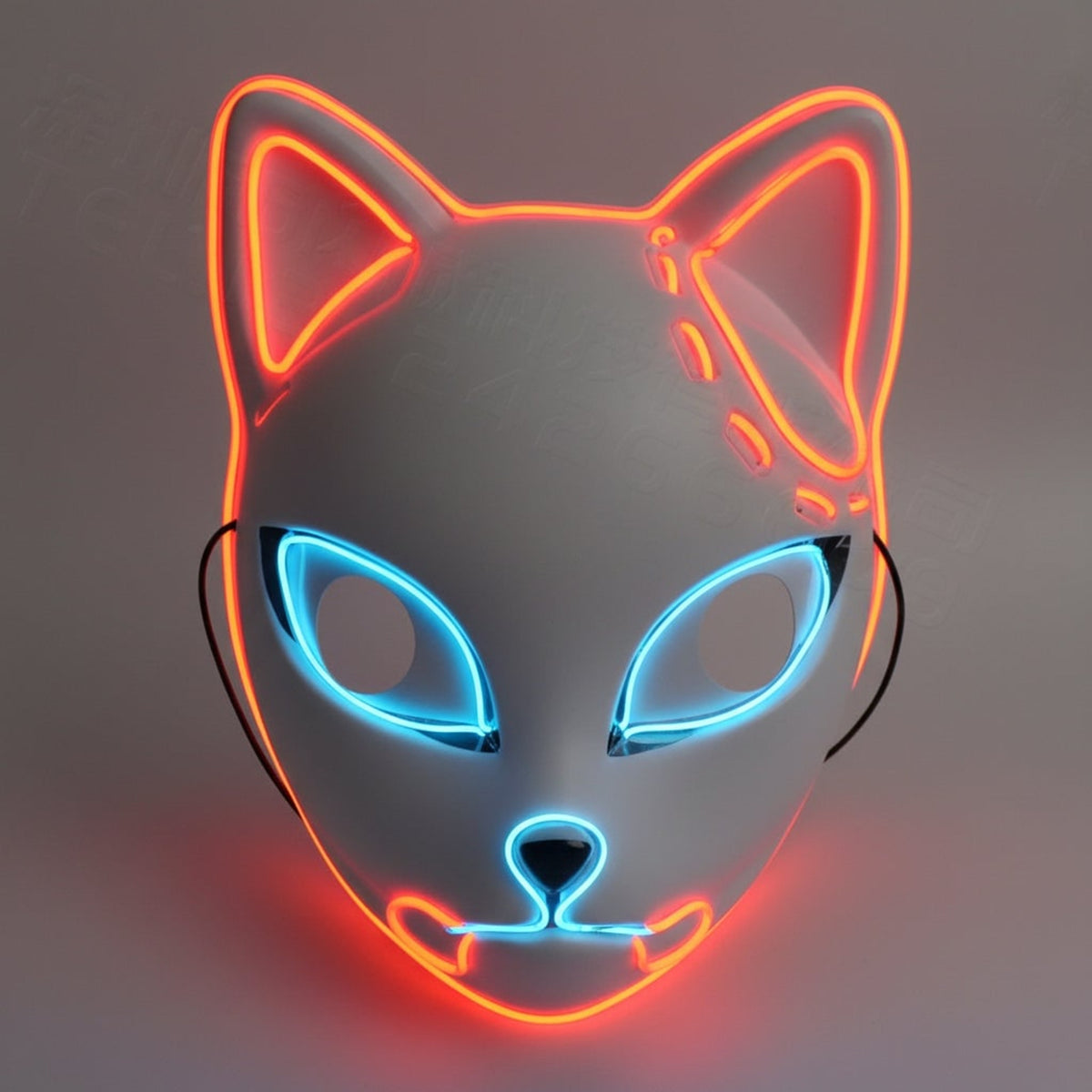 Halloween Mask LED Fox With Japanese Demon Design Cosplay Party Costume And Integrated EL Wire - Image 9