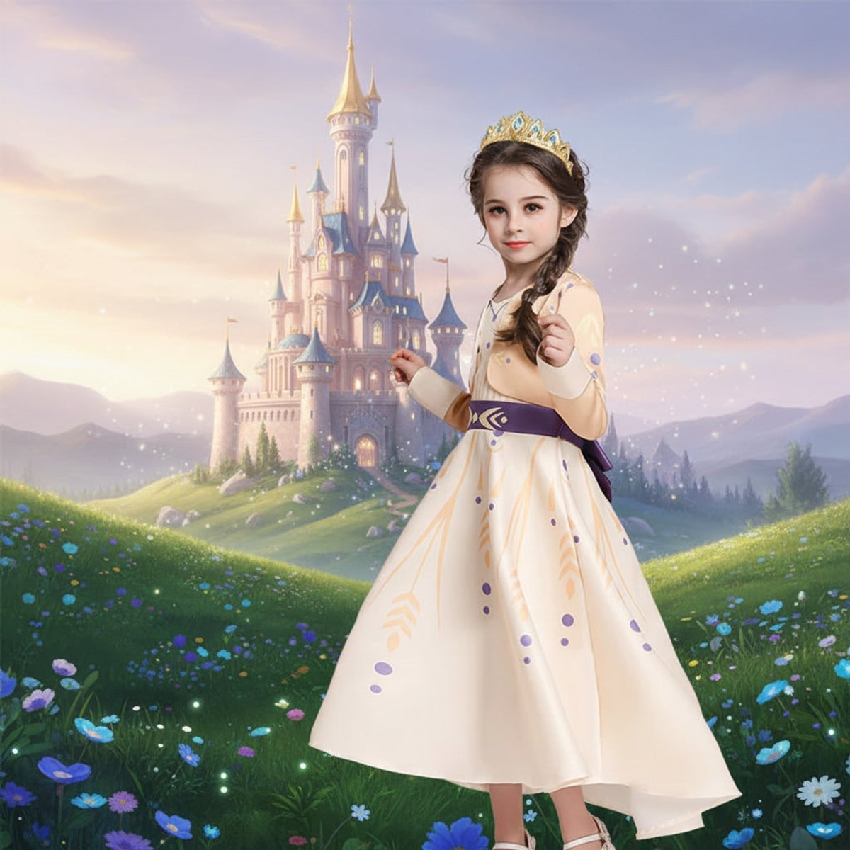 Halloween Princess Costume Set For With Tiara Scepter Gloves Necklace And Earrings All Included For Up Fun - Image 1