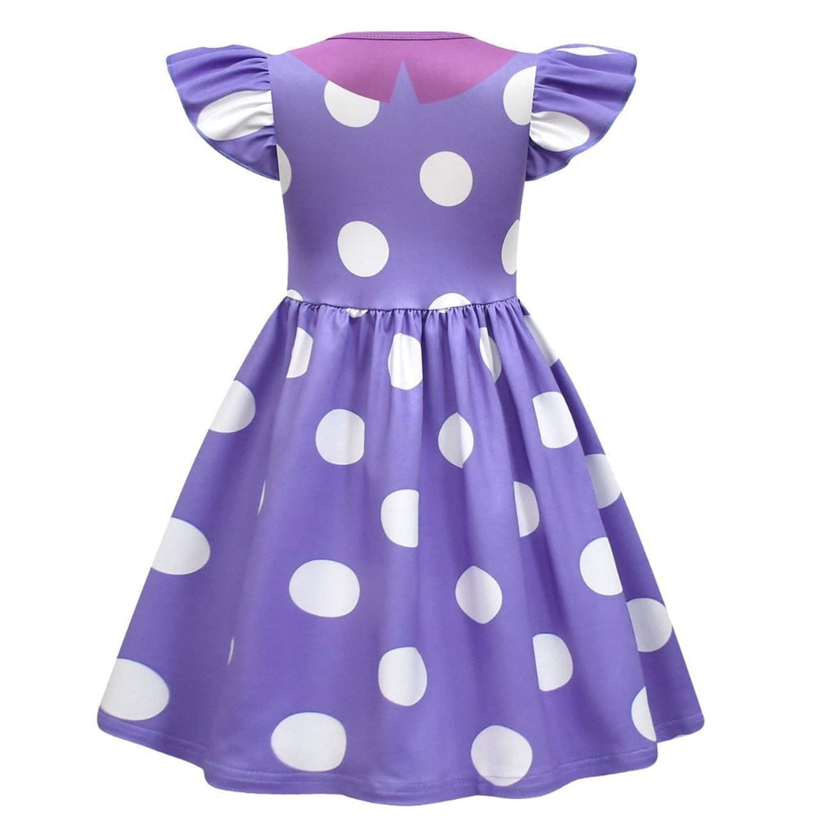 Halloween Princess For Purple Polka Dot Costume With Flutter Sleeves Soft Durable Fabric Easy Slip-On Design - Image 4