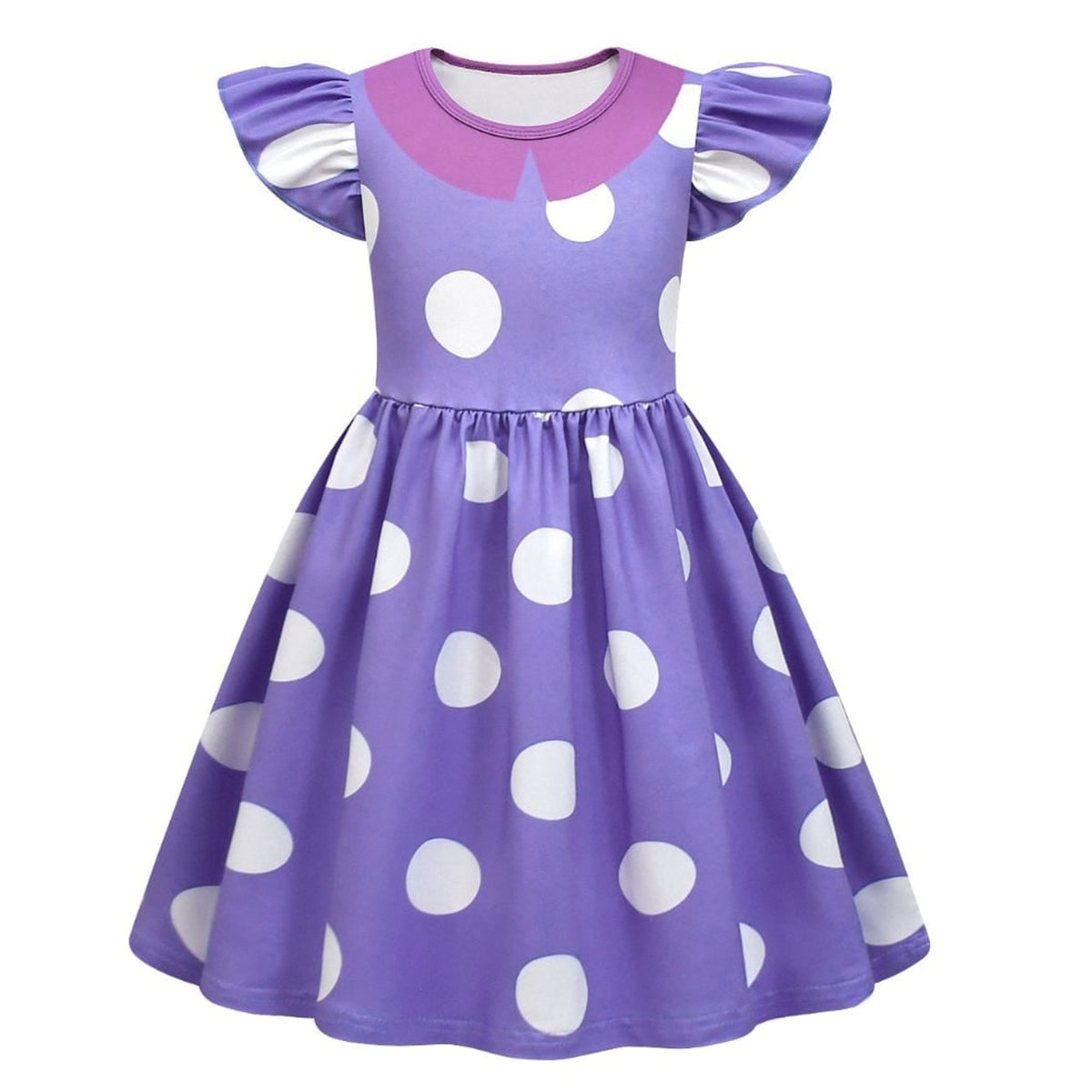 Halloween Princess For Purple Polka Dot Costume With Flutter Sleeves Soft Durable Fabric Easy Slip-On Design - Image 3