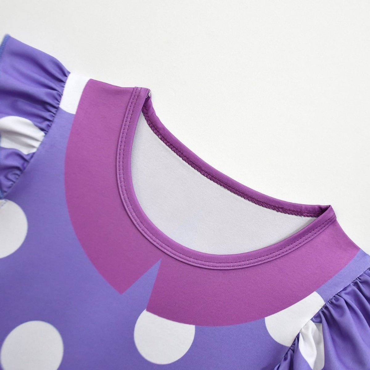 Halloween Princess For Purple Polka Dot Costume With Flutter Sleeves Soft Durable Fabric Easy Slip-On Design - Image 5