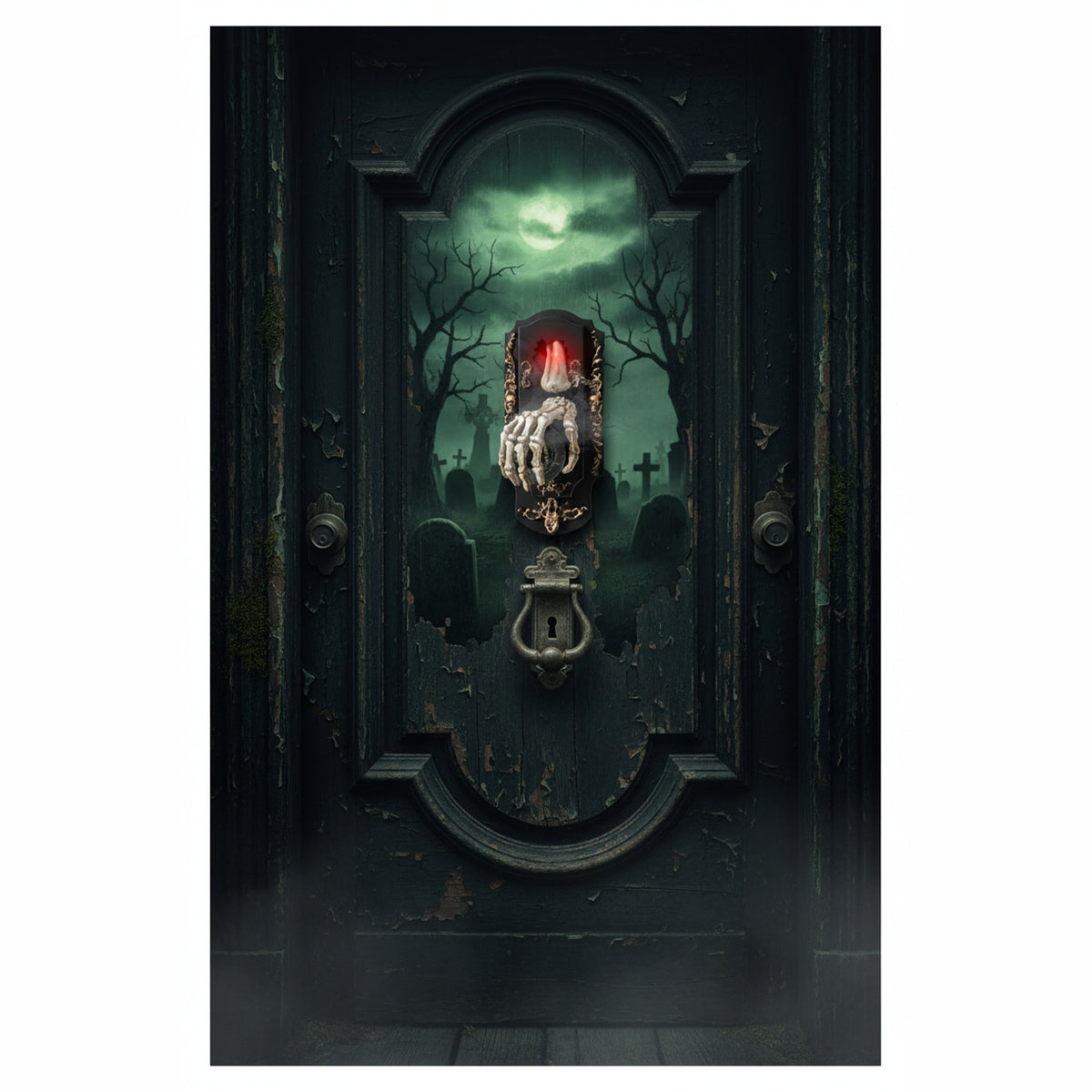 Halloween Prop Doorbell Decoration With Skeleton Hand And Glowing Candle - Image 9