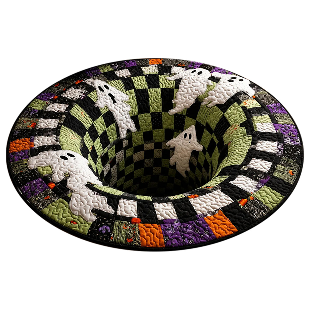 Halloween Rug Area Decor Themed 3D Illusion Print Oval Flatweave Novelty Design - Image 4