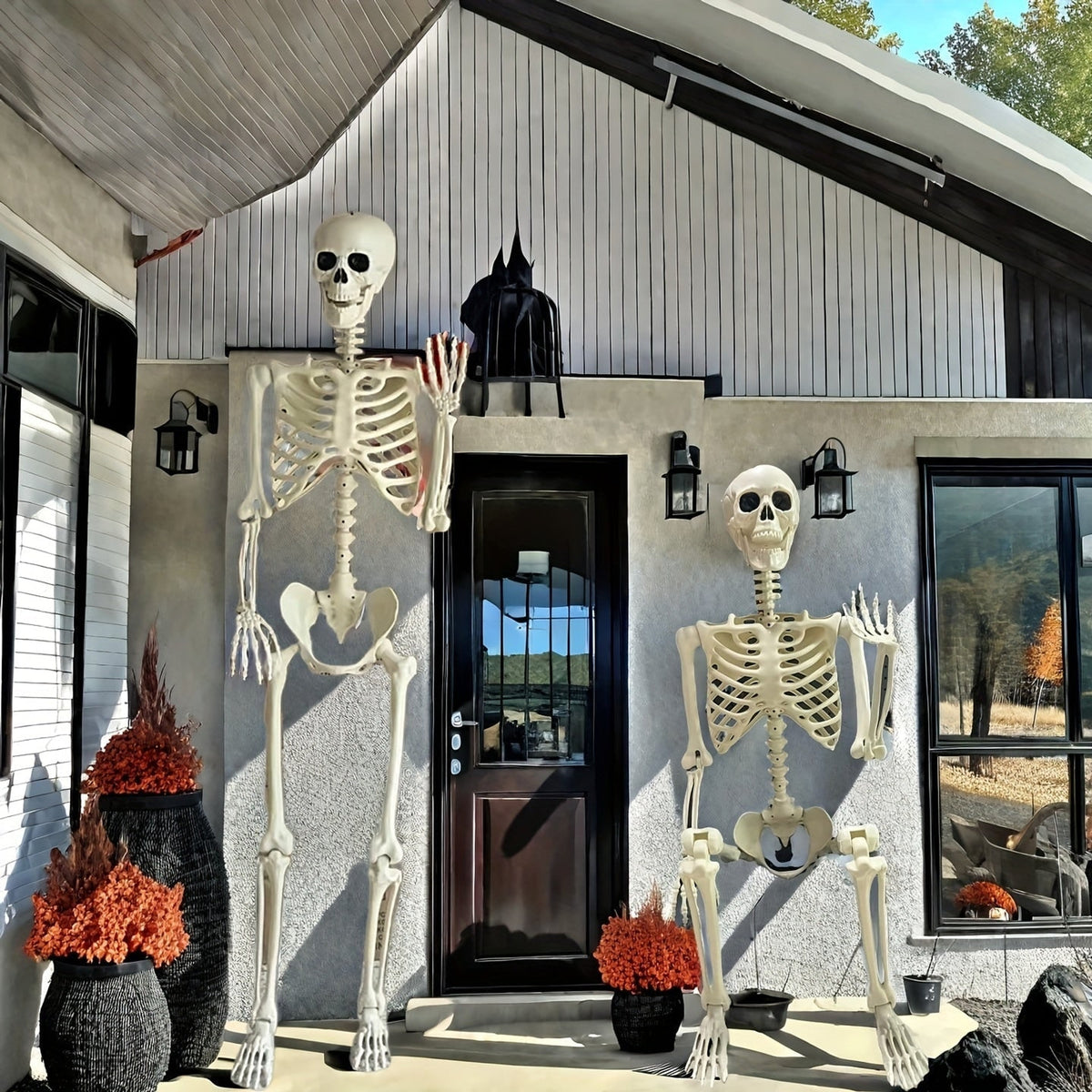Halloween Skeleton Decor Life-size Posable Joint Decoration Plastic White Bone For Indoor Outdoor - Image 1
