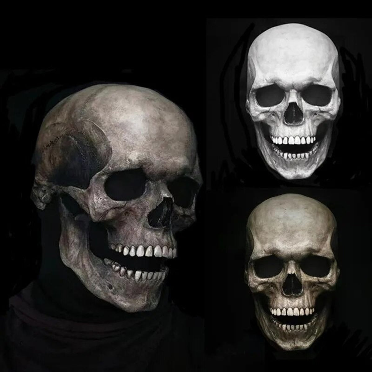 Halloween Skull Mask Realistic Full Head Skeleton With Movable Jaw And Soft Latex - Image 9