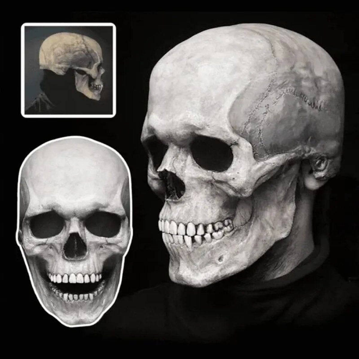 Halloween Skull Mask Realistic Full Head Skeleton With Movable Jaw And Soft Latex - Image 10