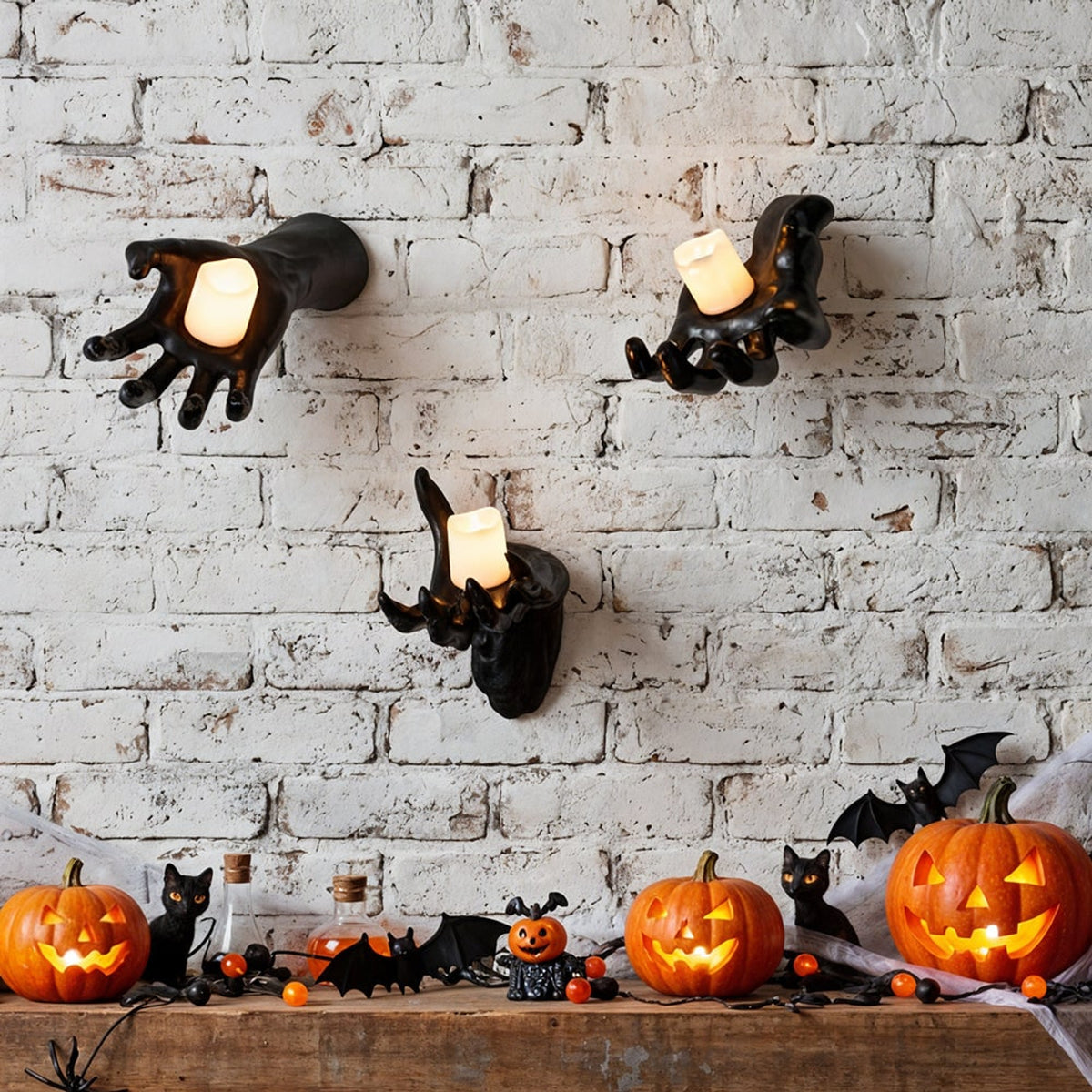 Halloween Wall Decoration Reaching Hand With Warm LED Candle Set For Decor - Image 3