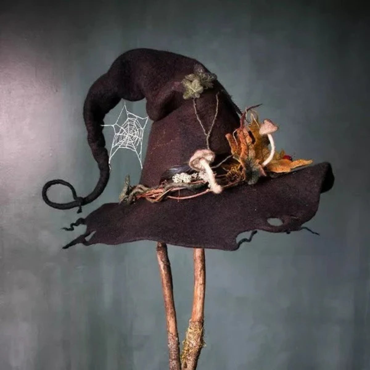 Halloween Witch Hat Durable Handmade Felted Wool Construction For Costume Wear - Image 4