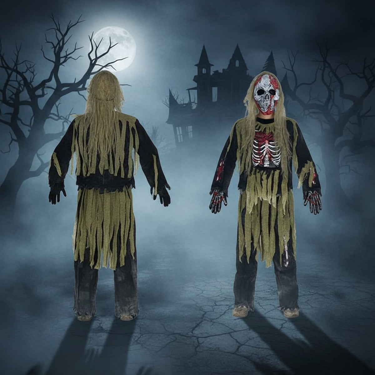 Halloween Zombie Costume For Kids With Skull Mask And Gloves Authentically Spooky Skeleton Design - Image 3