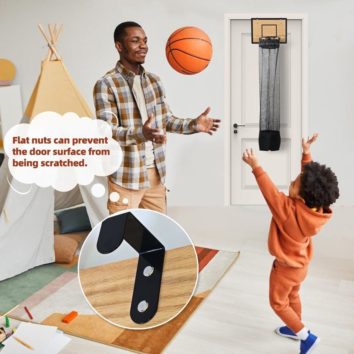 Hanging Storage Organizer With Basketball Hoop Design For Laundry And Toys - Image 7