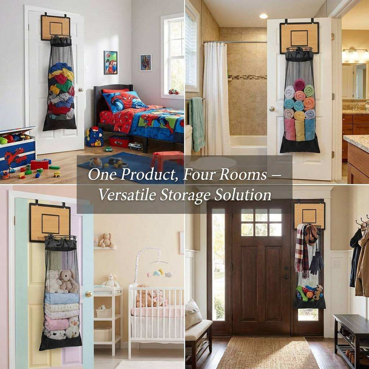 Hanging Storage Organizer With Basketball Hoop Design For Laundry And Toys - Image 8