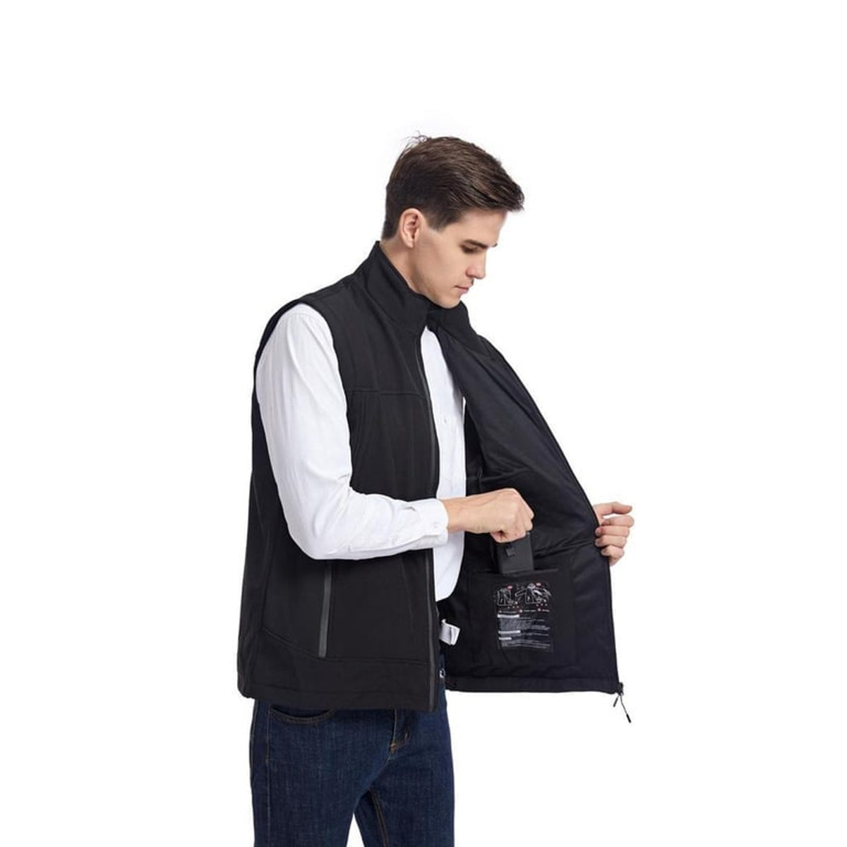 Heated Vest For Men With Stand Collar Full Zip And Rechargeable USB Power - Image 4