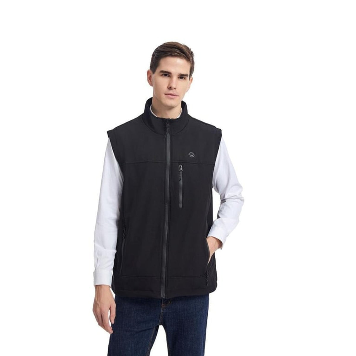 Heated Vest For Men With Stand Collar Full Zip And Rechargeable USB Power - Image 7