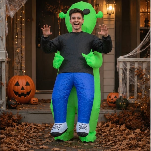Inflatable Alien Costume For Halloween Full Body Green Suit With Carrying Illusion - Image 10