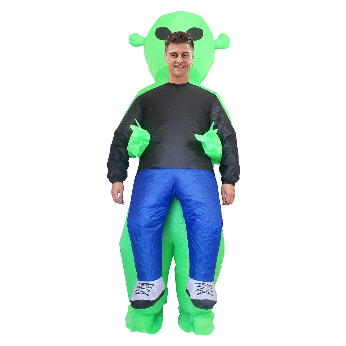 Inflatable Alien Costume For Halloween Full Body Green Suit With Carrying Illusion - Image 3