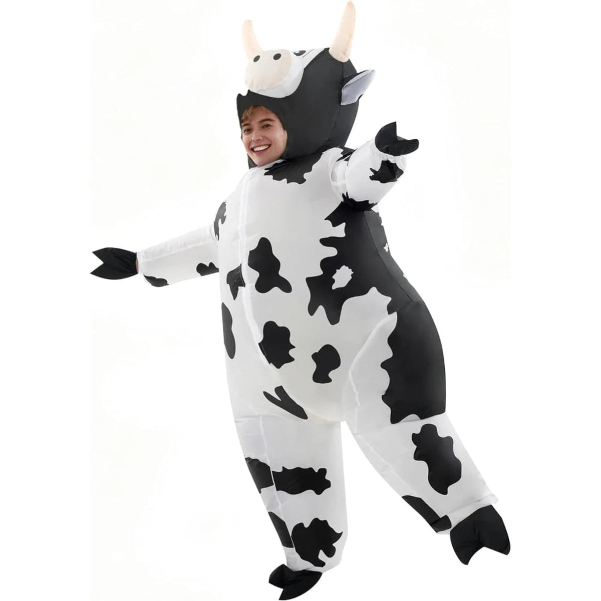 Inflatable Cow Costume For Halloween Animal Design Full-Body With Integrated Blower Fan Comfortable & Lightweight - Image 3