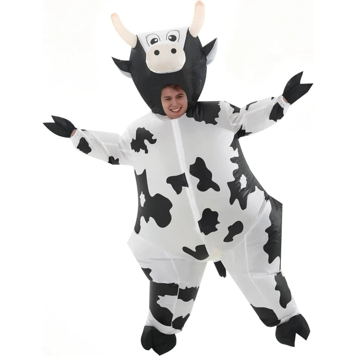 Inflatable Cow Costume For Halloween Animal Design Full-Body With Integrated Blower Fan Comfortable & Lightweight - Image 2