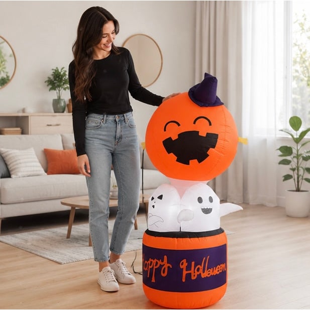 Inflatable Halloween Decoration Pumpkin And Ghosts In Basket Outdoor Yard Decor For Party - Image 13