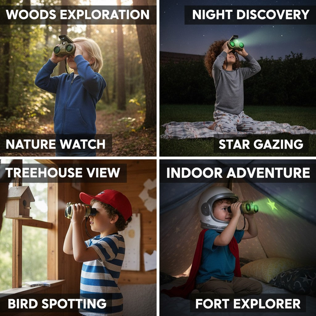Jumelles enfants 4x30 avec lampe LED, jouet d'exploration résistant aux chocs benefits