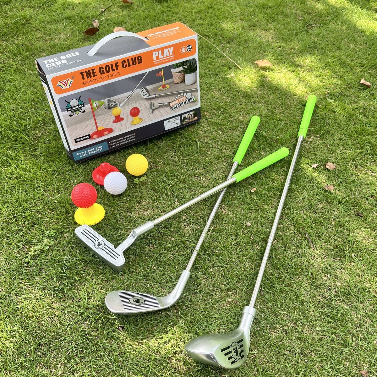 Kids Golf Clubs Toy Set With 3 3 Balls 2 Target Flags And 2 Tees For Childrens - Image 1
