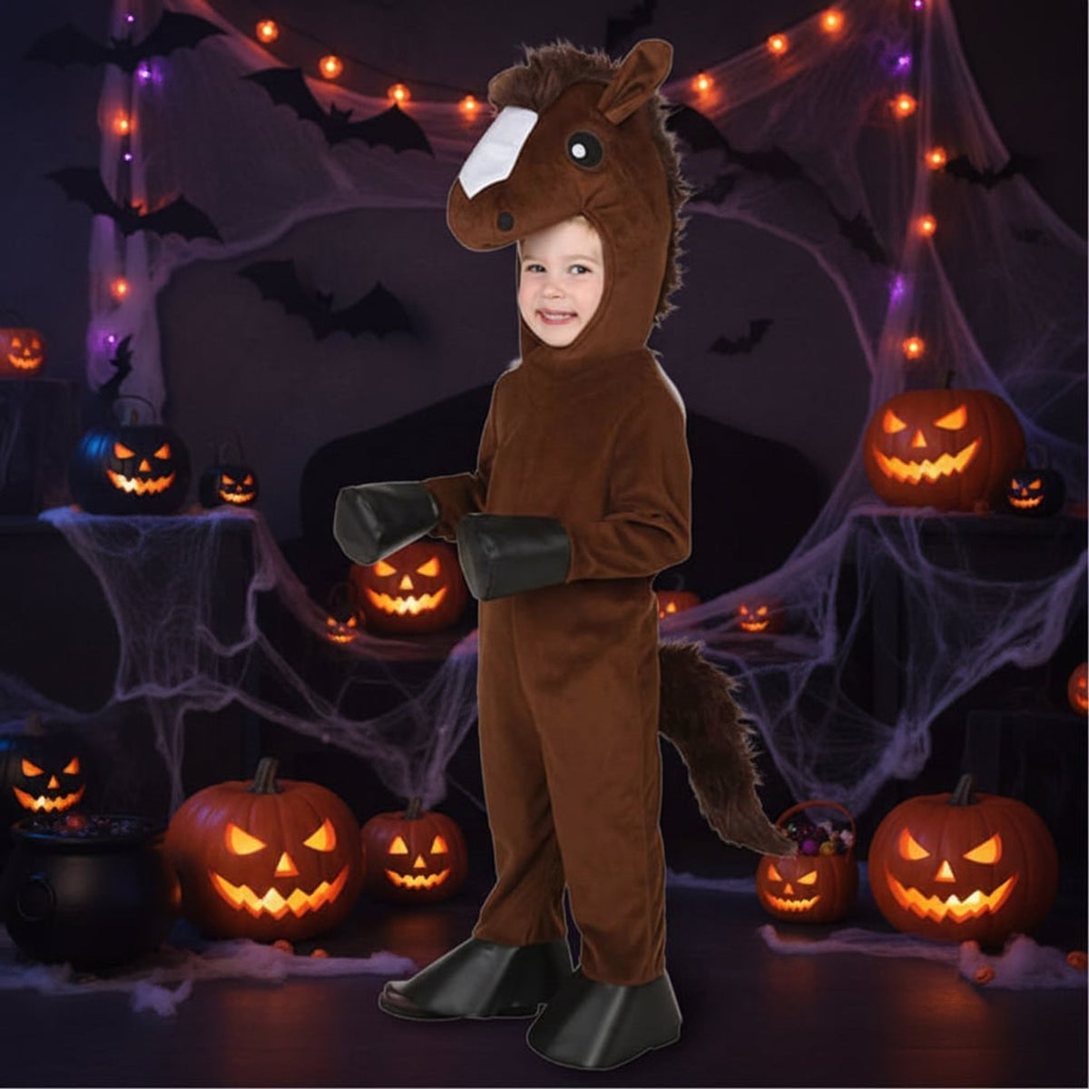 Kids' Halloween Costume Dinosaur Pirate Vampire Animal With Plush Fleece Hood Mittens And Shoe Covers - Image 2