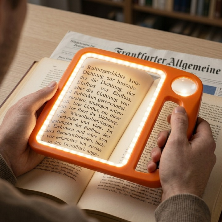Magnifying Glass With Light Handheld Rectangular LED Lighted Plastic Dual Lens - Image 1