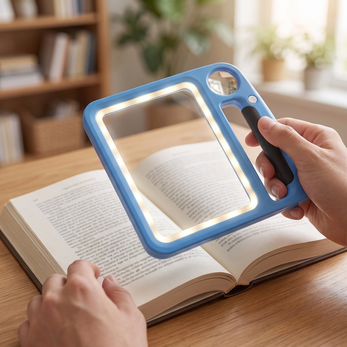 Magnifying Glass With Light Handheld Rectangular LED Lighted Plastic Dual Lens - Image 4