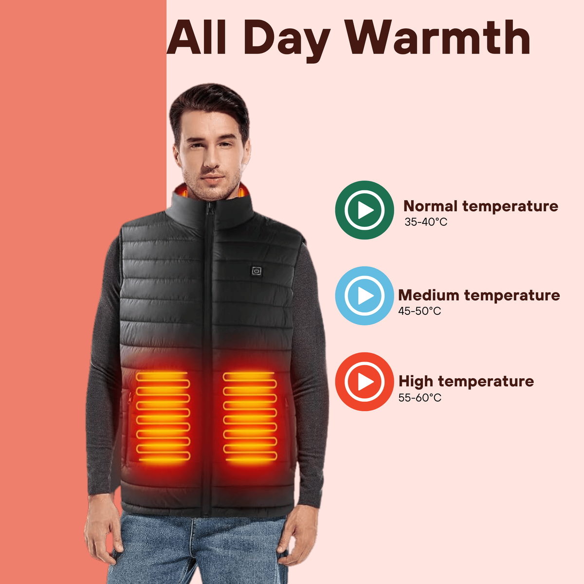 Men's Quilted Heating Vest Battery Powered Heated Apparel With USB Rechargeable Design - Image 7