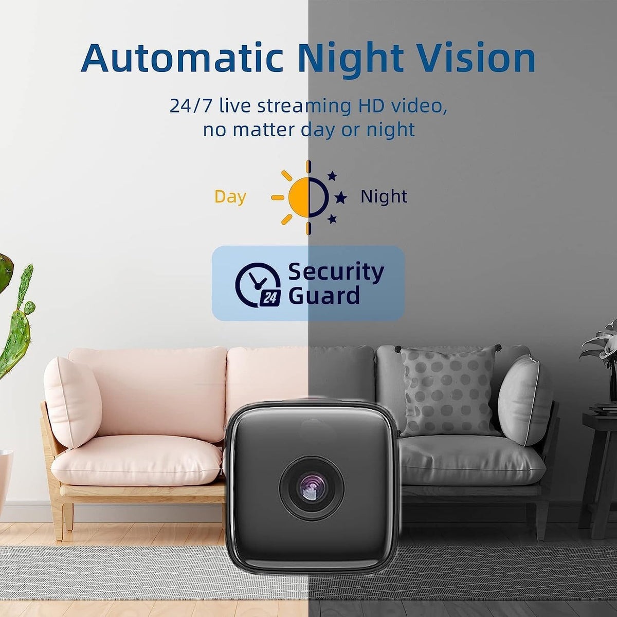 Mini Security Camera Wireless Indoor Home Surveillance With Night Vision Compact Design - Image 3