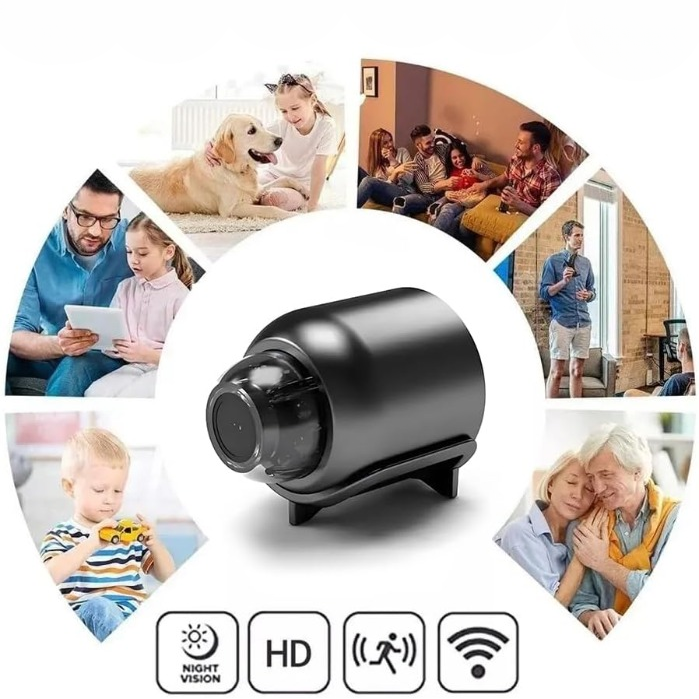 Mini Surveillance Camera Security Night Vision WIFI 128GB SD Card Dark Gray - Image 2