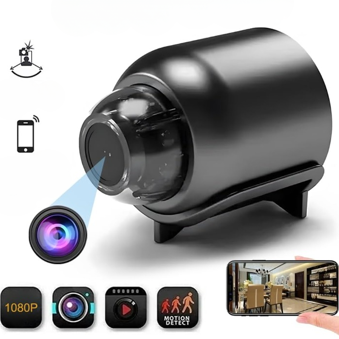Mini Surveillance Camera Security Night Vision WIFI 128GB SD Card Dark Gray - Image 6