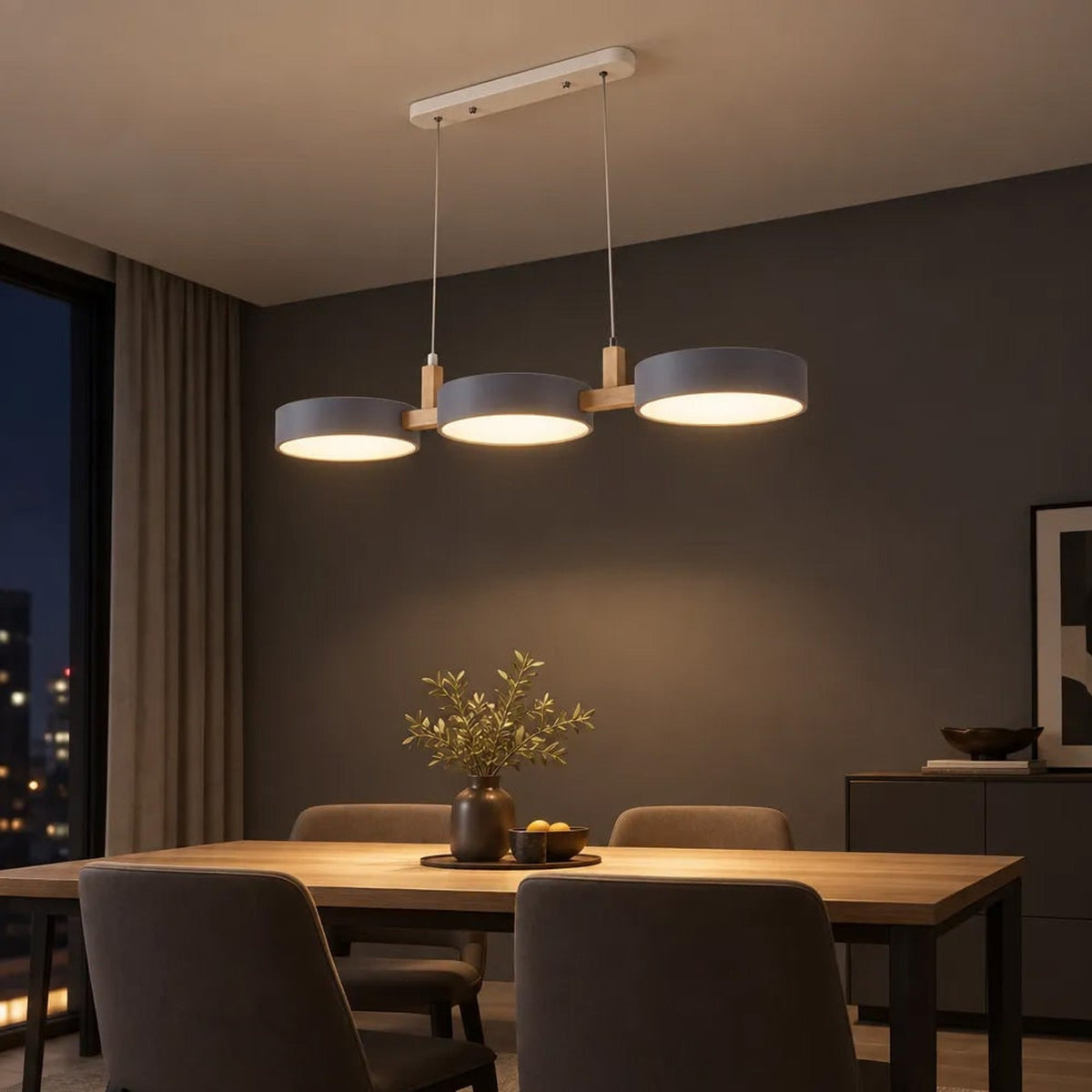 Modern Wooden Multi-Head Pendant Chandelier With Adjustable Cord - Image 8