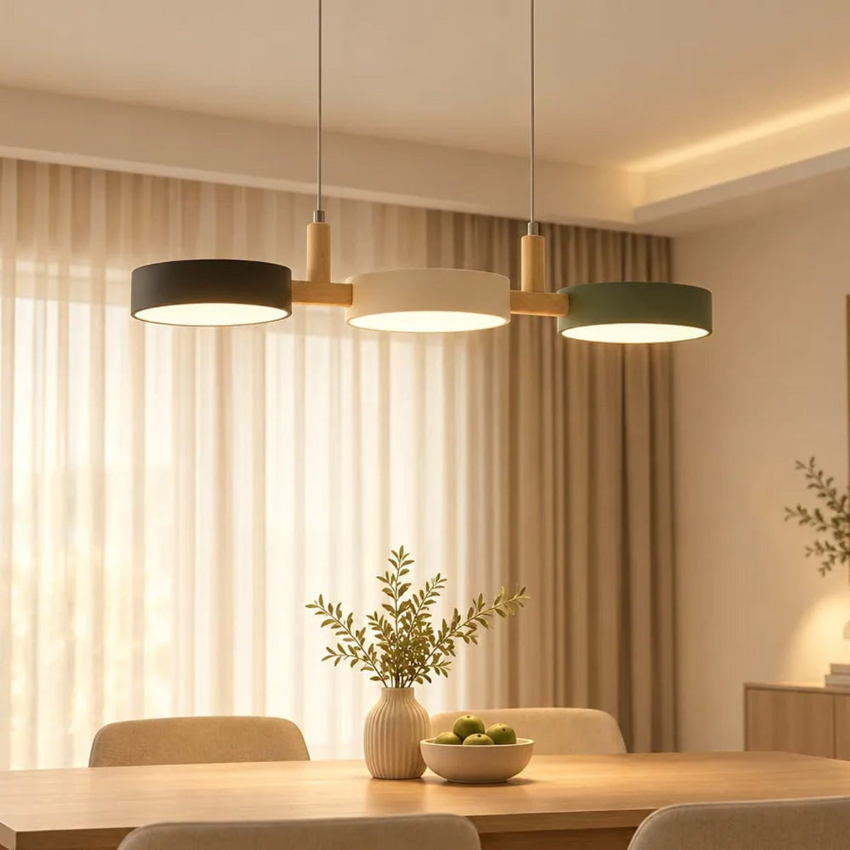 Modern Wooden Multi-Head Pendant Chandelier With Adjustable Cord - Image 15