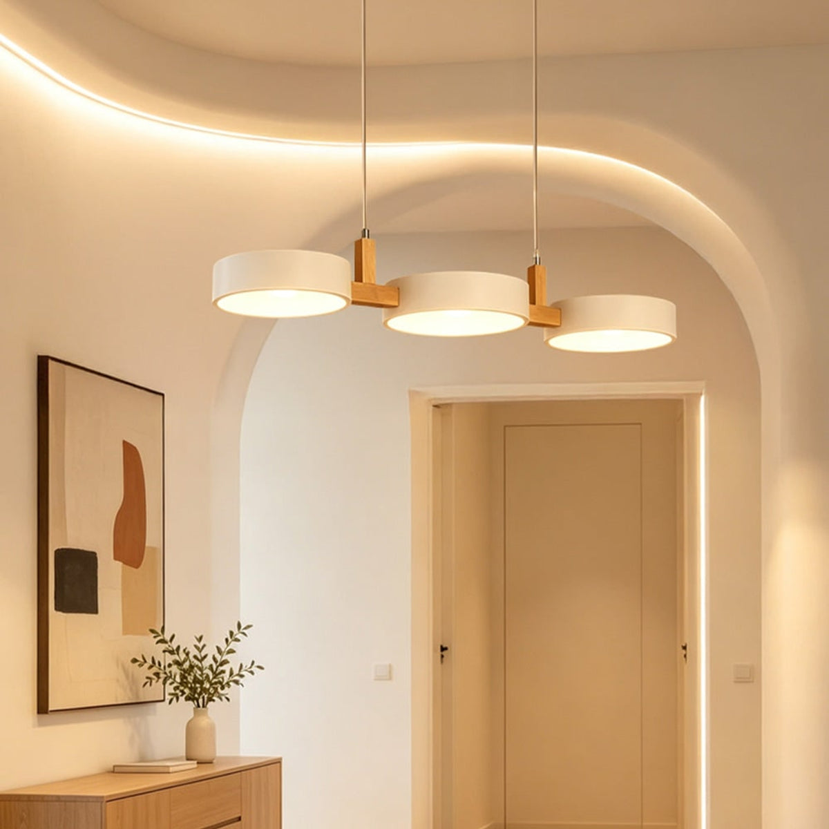 Modern Wooden Multi-Head Pendant Chandelier With Adjustable Cord - Image 5