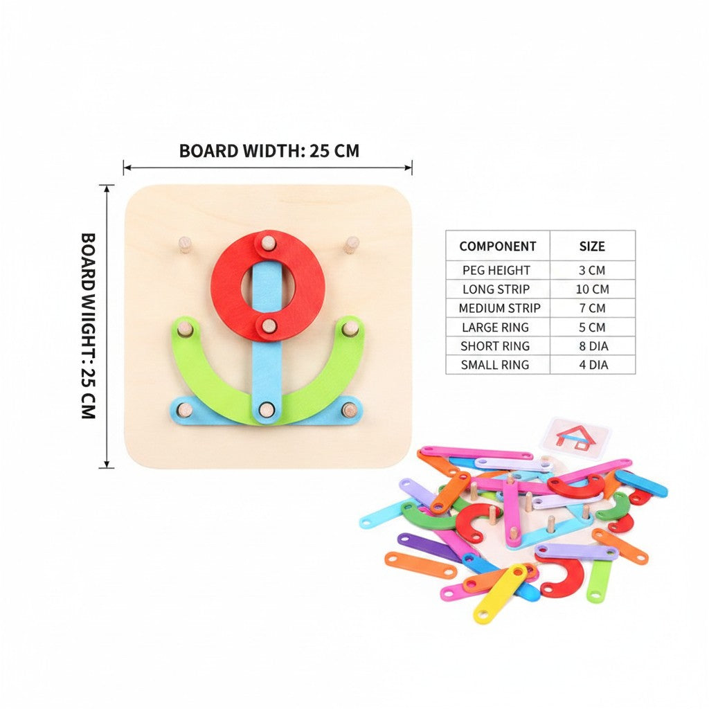 wooden pegboard stacking toy dimensions and size guide